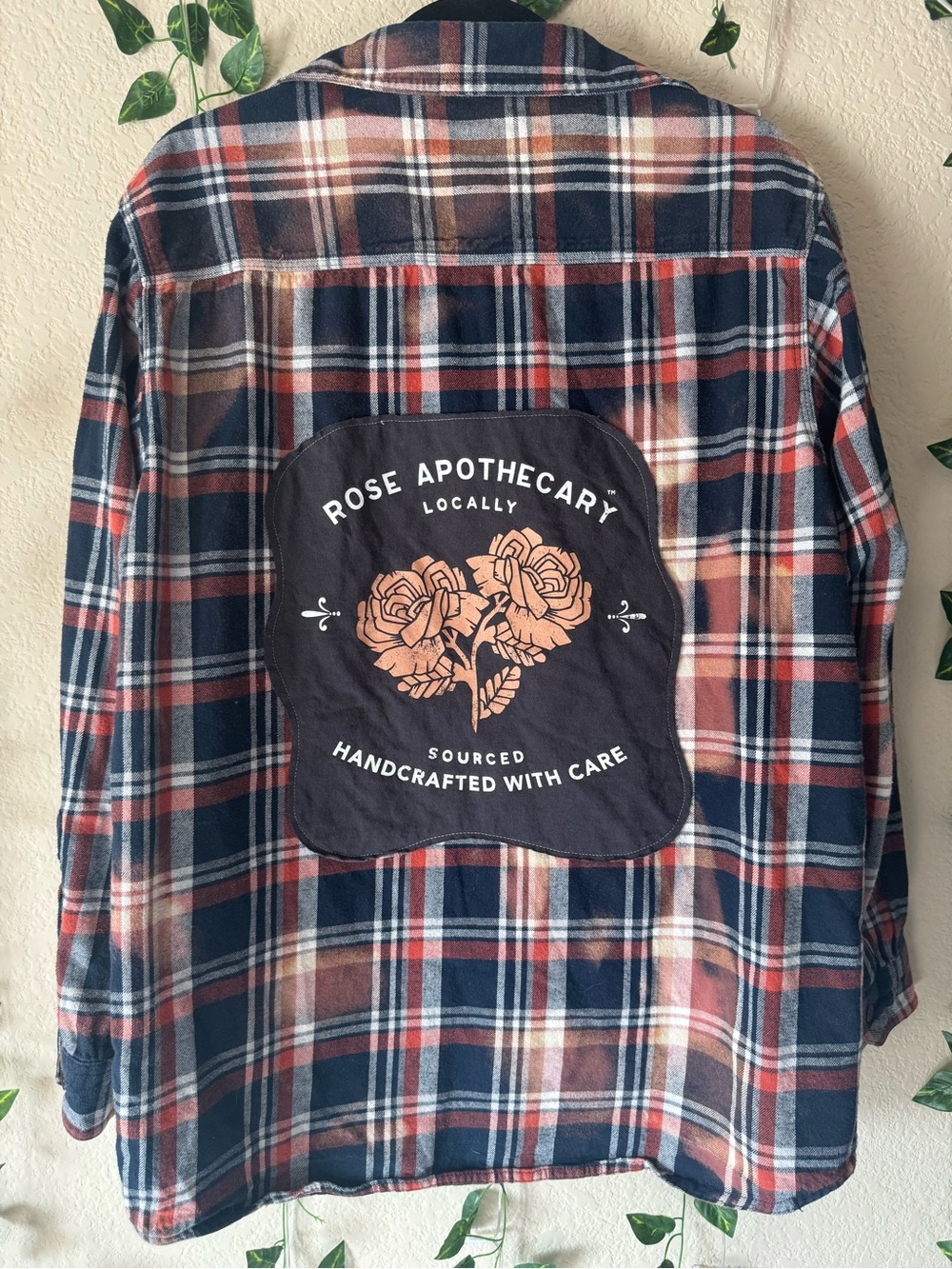 Rose Apothecary Redhead Ranch Upcycled Bleached Plaid Flannel